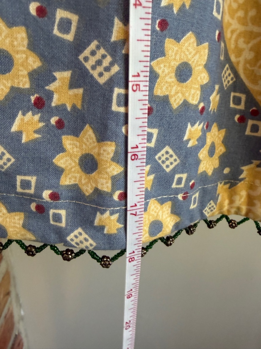 Boston Proper Women’s Red Patchwork Bandana Print Paisley Skirt with beaded hem - Picture 6 of 7